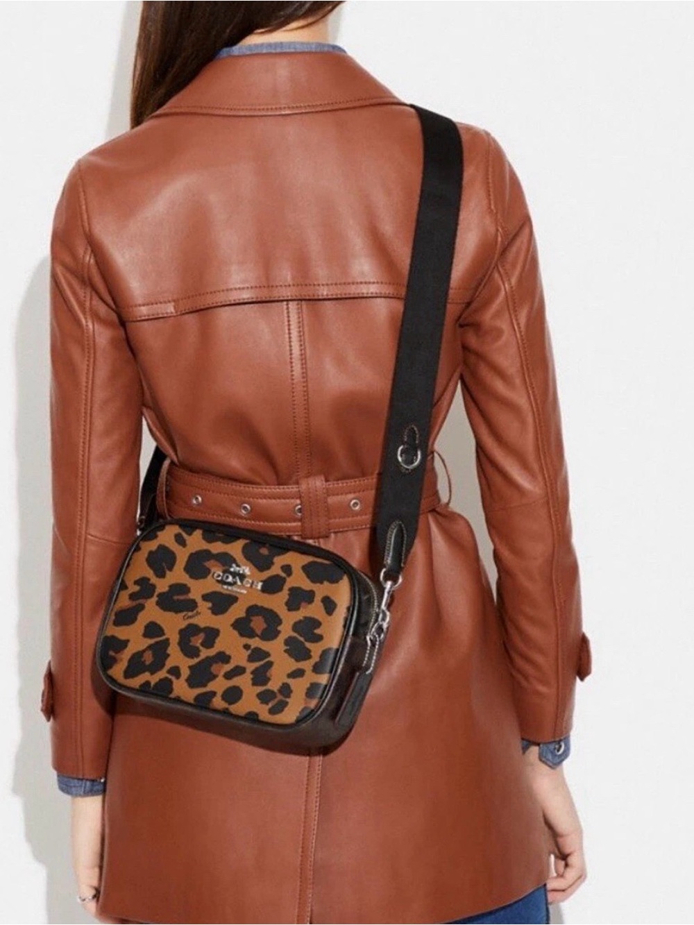Coach Jamie Camera Bag - Leopard Print Crossbody Bag - Brown/Black